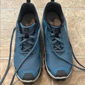 Salomon Blue and Black Athletic Shoes with Lace-Up Design
